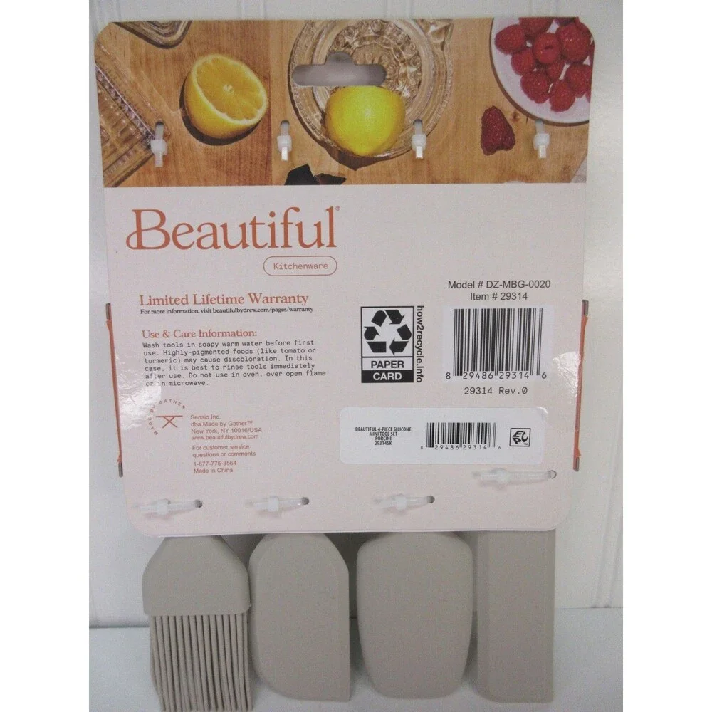 Beautiful Silicone Mini Kitchen Utensil 4Pc Set Porcini Taupe by Drew Barry
